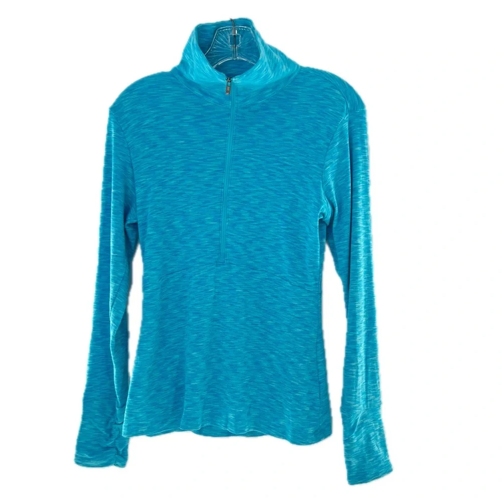 Columbia Half-Zip Pullover Mock Turtleneck Turquoise Space Dye Size Medium